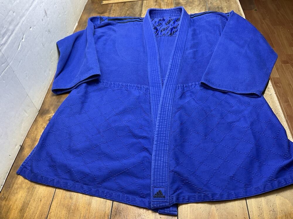 Adidas Judo Gi Jacket Kimono Top Mens Large Blue 100% Cotton Training Adult